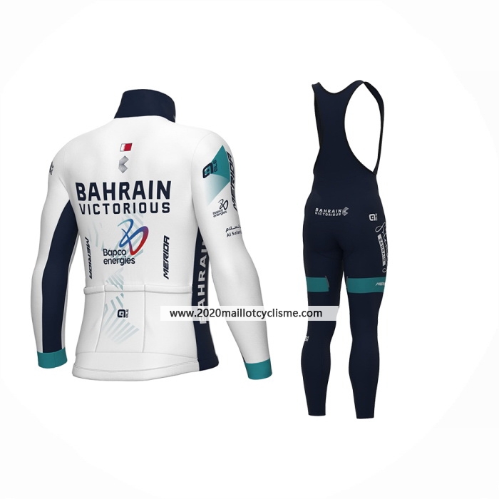 2024 Maillot Cyclisme Bahrain Victorious Blanc Manches Longues Et Cuissard